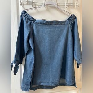 Ann Taylor LOFT denim off the shoulder Top